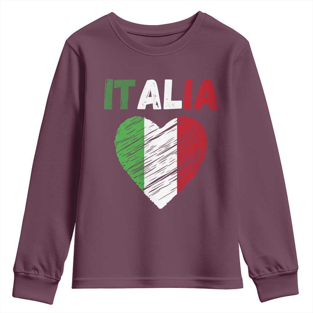 Italian Flag Heart Youth Sweatshirt Retro Vintage Italia Graphic