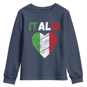 Italian Flag Heart Youth Sweatshirt Retro Vintage Italia Graphic