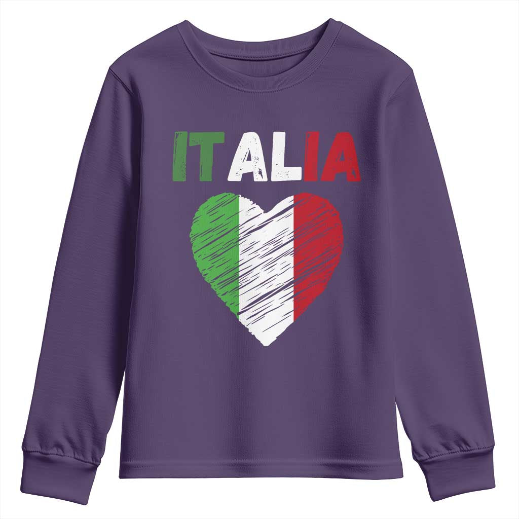 Italian Flag Heart Youth Sweatshirt Retro Vintage Italia Graphic