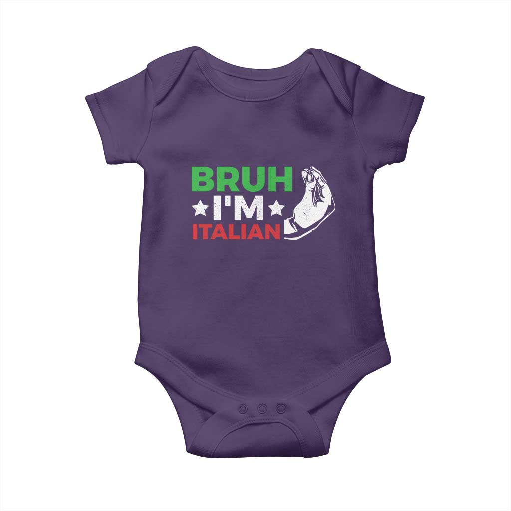 Bruh Im Italian Baby Onesie Italy Flag Italian Festival Funny Italian TS10 Purple Print Your Wear