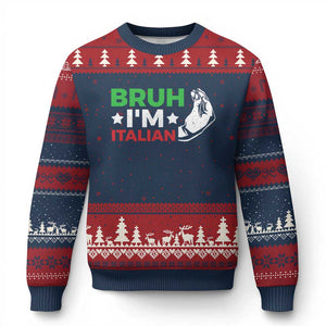Bruh Im Italian Ugly Christmas Sweater Italy Flag Italian Festival Funny Italian TS10 Navy Red Print Your Wear