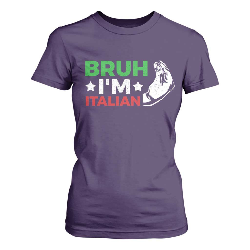 Bruh Im Italian T Shirt For Women Italy Flag Italian Festival Funny Italian TS10 Purple Print Your Wear