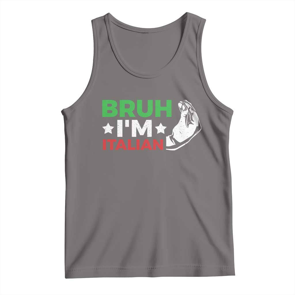 Bruh Im Italian Tank Top Italy Flag Italian Festival Funny Italian TS10 Deep Heather Print Your Wear