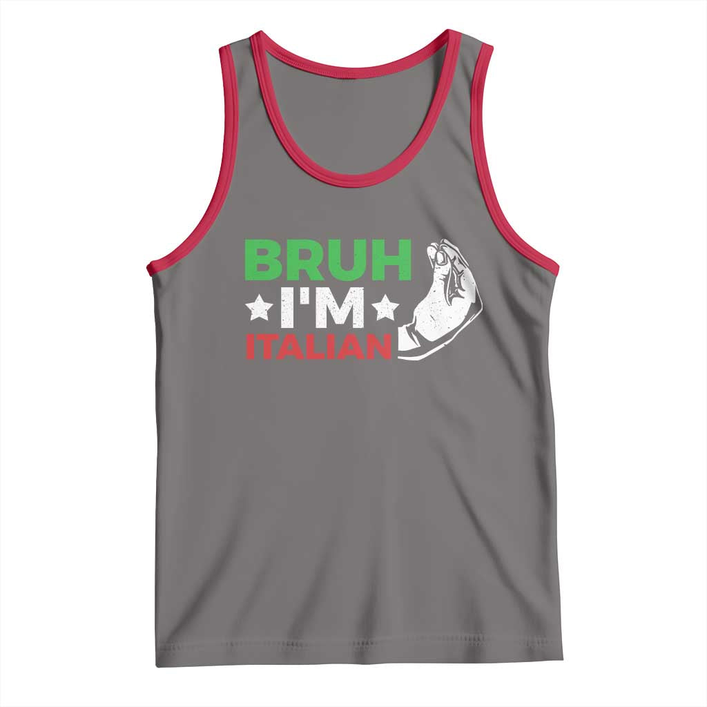 Bruh Im Italian Tank Top Italy Flag Italian Festival Funny Italian TS10 Deep Heather Red Print Your Wear