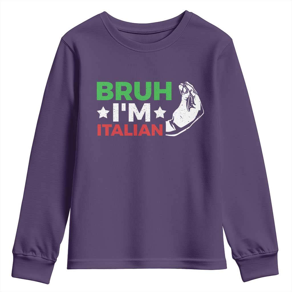 Bruh Im Italian Youth Sweatshirt Italy Flag Italian Festival Funny Italian TS10 Purple Print Your Wear
