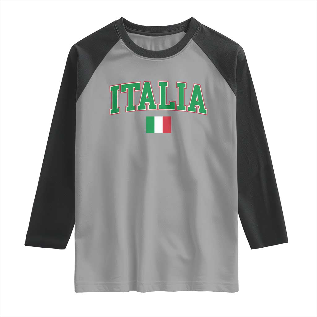 Vintage Italia Raglan Shirt Print Retro Varsity Italian Apparel TS10 Sport Gray Black Print Your Wear