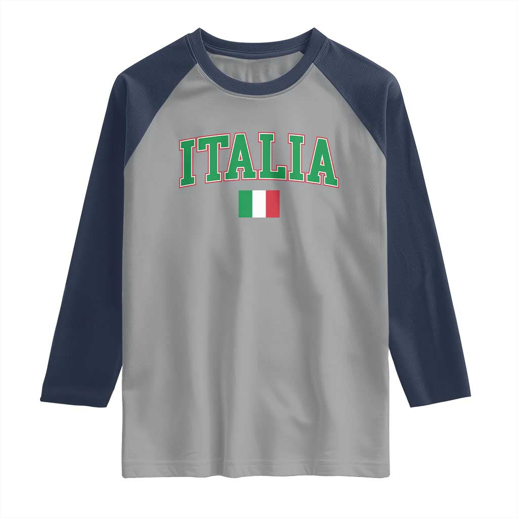 Vintage Italia Raglan Shirt Print Retro Varsity Italian Apparel TS10 Sport Gray Navy Print Your Wear