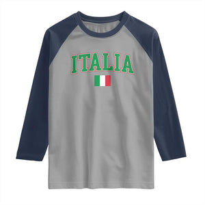 Vintage Italia Raglan Shirt Print Retro Varsity Italian Apparel TS10 Sport Gray Navy Print Your Wear