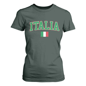 Vintage Italia T Shirt For Women Print Retro Varsity Italian Apparel TS10 Dark Forest Green Print Your Wear