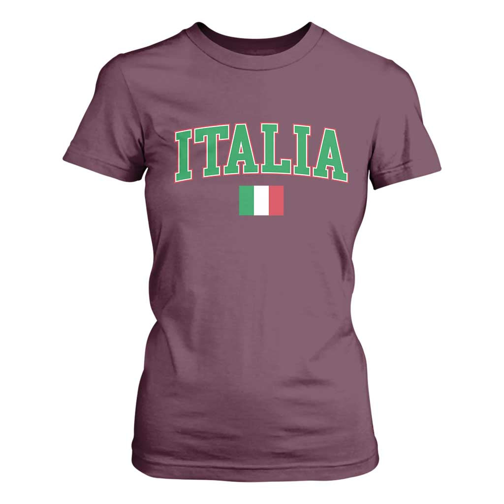 Vintage Italia T Shirt For Women Print Retro Varsity Italian Apparel TS10 Maroon Print Your Wear