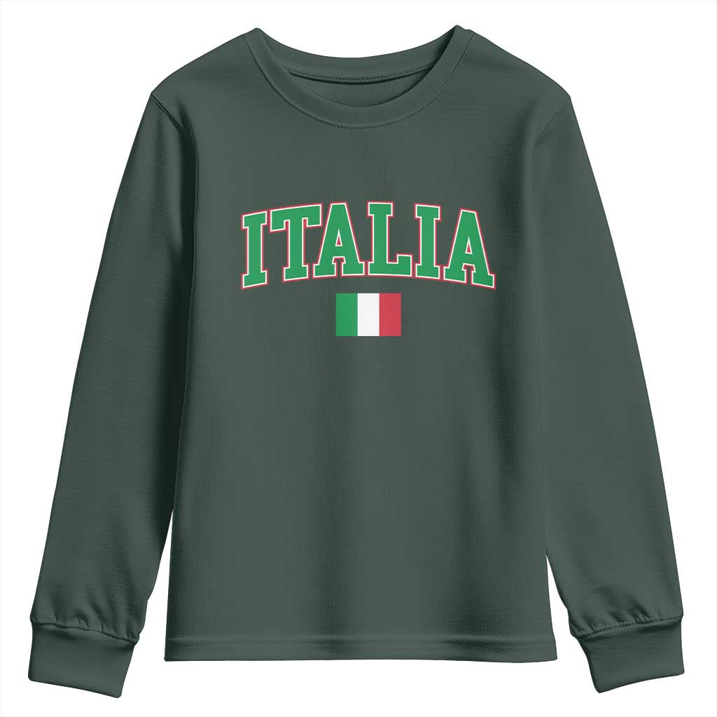 Vintage Italia Youth Sweatshirt Print Retro Varsity Italian Apparel TS10 Dark Forest Green Print Your Wear