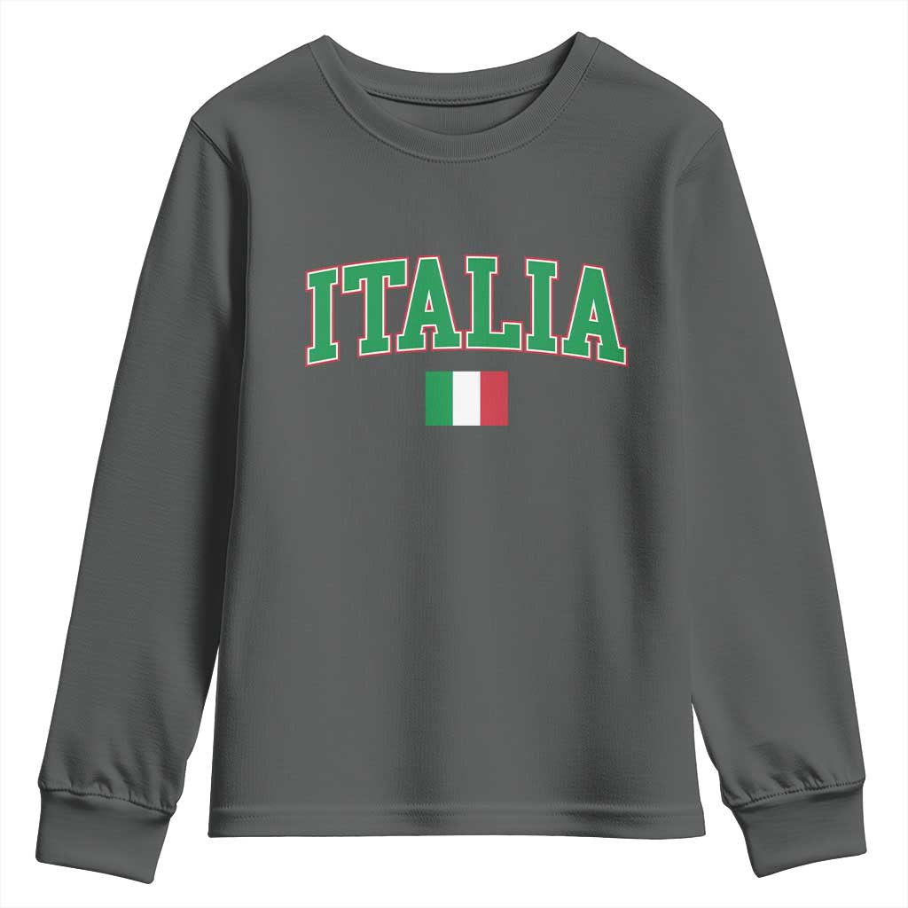 Vintage Italia Youth Sweatshirt Print Retro Varsity Italian Apparel TS10 Dark Heather Print Your Wear