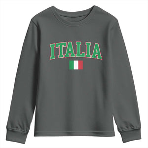 Vintage Italia Youth Sweatshirt Print Retro Varsity Italian Apparel TS10 Dark Heather Print Your Wear
