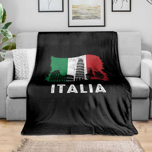 Italian Flag Throw Blanket Distressed Style Pisa Tower Colosseum Classic Scooter TS10 Print Your Wear