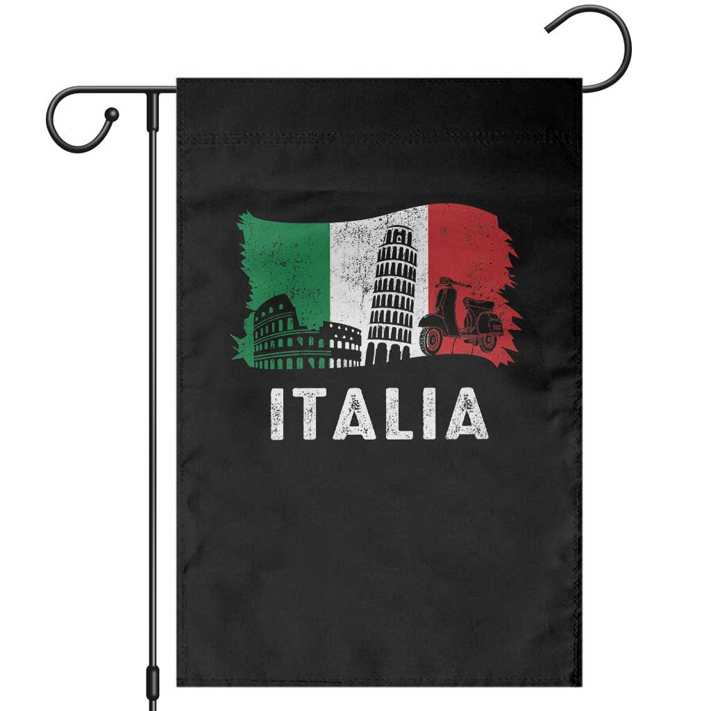 Italian Flag Garden Flag Distressed Style Pisa Tower Colosseum Classic Scooter TS10 Black Print Your Wear