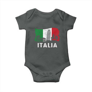Italian Flag Baby Onesie Distressed Style Pisa Tower Colosseum Classic Scooter TS10 Dark Heather Print Your Wear