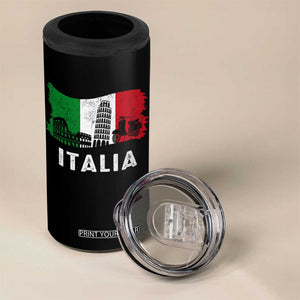 Italian Flag 4 in 1 Can Cooler Tumbler Distressed Style Pisa Tower Colosseum Classic Scooter TS10 Print Your Wear