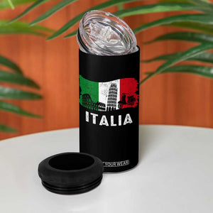 Italian Flag 4 in 1 Can Cooler Tumbler Distressed Style Pisa Tower Colosseum Classic Scooter TS10 Print Your Wear