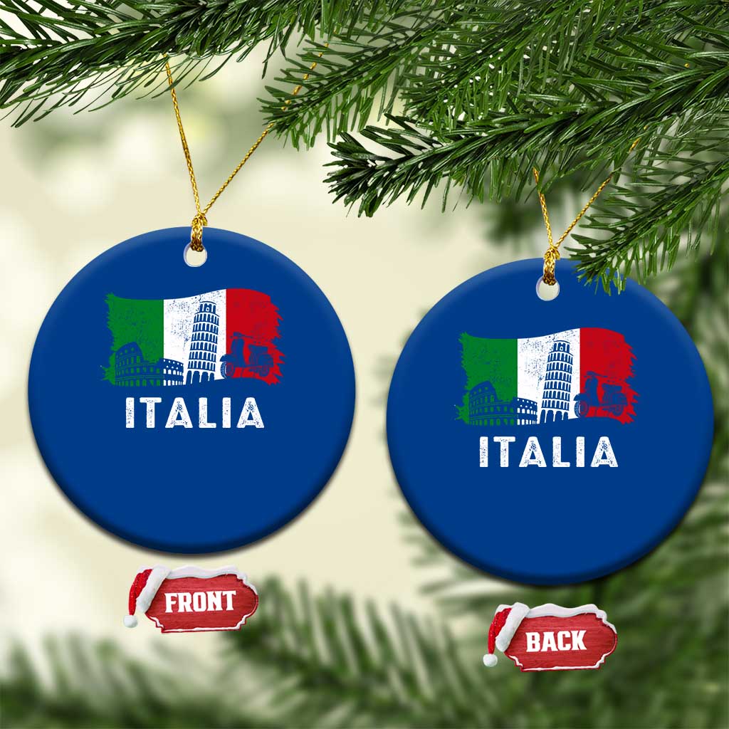 Italian Flag Ceramic Ornament Distressed Style Pisa Tower Colosseum Classic Scooter TS10 1pc Blue Print Your Wear