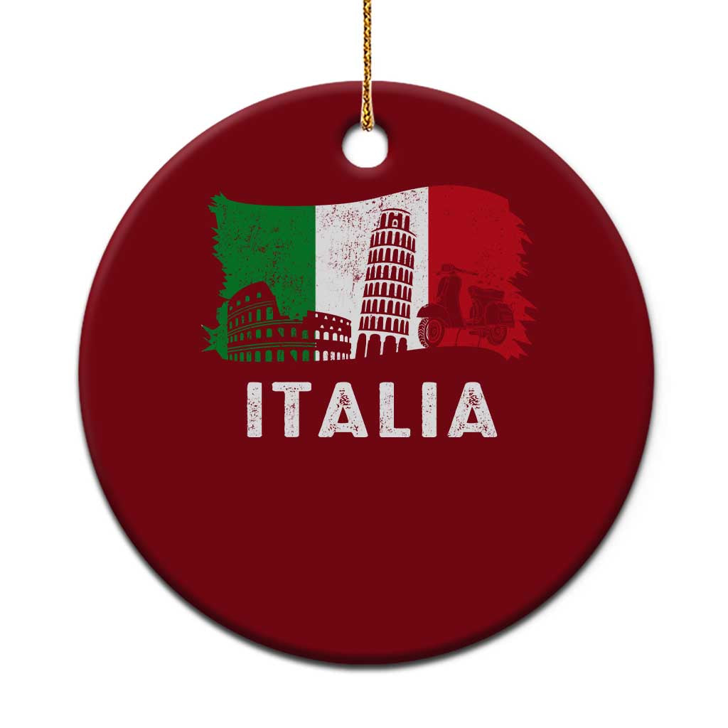 Italian Flag Ceramic Ornament Distressed Style Pisa Tower Colosseum Classic Scooter TS10 1pc Red Print Your Wear