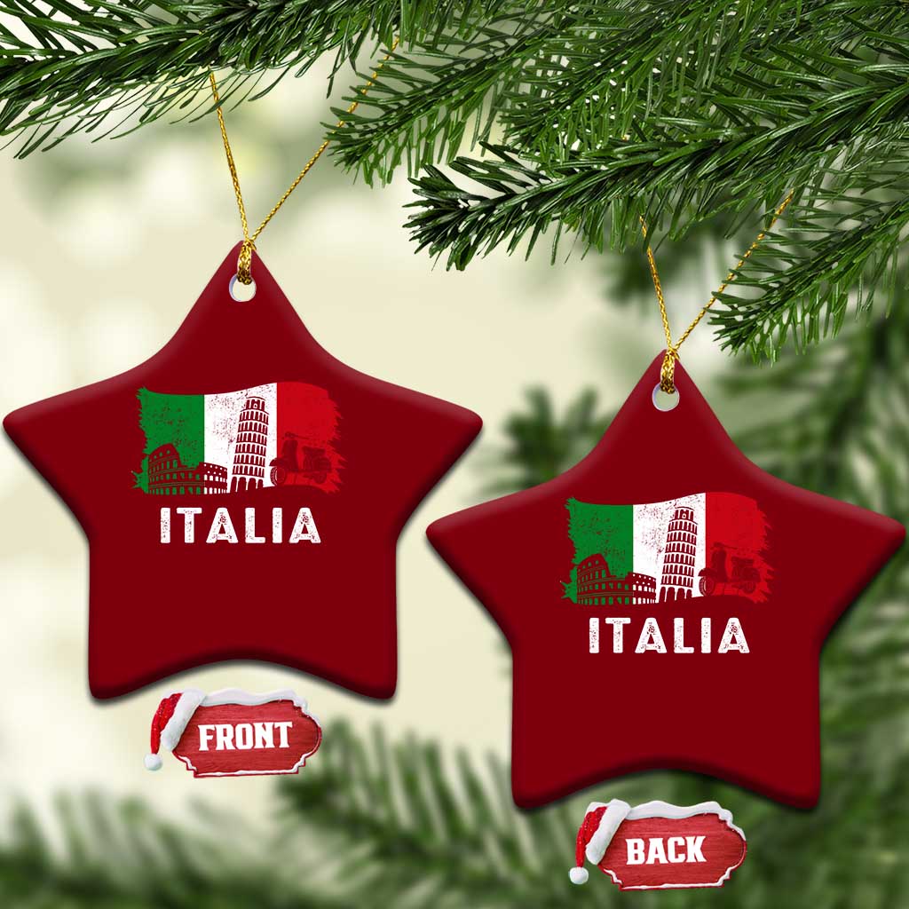 Italian Flag Ceramic Ornament Distressed Style Pisa Tower Colosseum Classic Scooter TS10 Print Your Wear