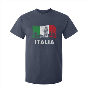 Italian Flag T Shirt For Kid Distressed Style Pisa Tower Colosseum Classic Scooter TS10 Navy Print Your Wear