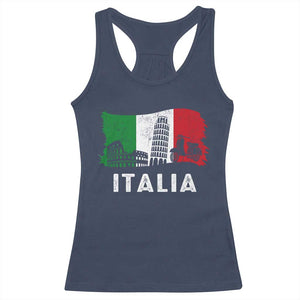 Italian Flag Racerback Tank Top Distressed Style Pisa Tower Colosseum Classic Scooter TS10 Navy Print Your Wear