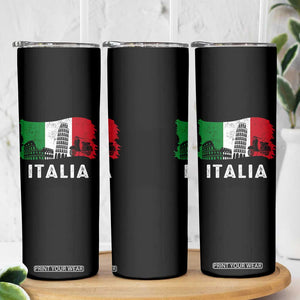 Italian Flag Skinny Tumbler Distressed Style Pisa Tower Colosseum Classic Scooter TS10 Print Your Wear