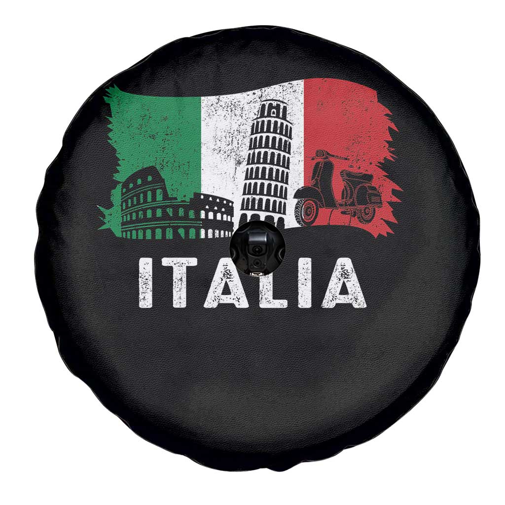 Italian Flag Spare Tire Cover Distressed Style Pisa Tower Colosseum Classic Scooter TS10 Print Your Wear