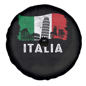 Italian Flag Spare Tire Cover Distressed Style Pisa Tower Colosseum Classic Scooter TS10 Print Your Wear