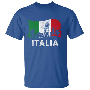 Italian Flag T Shirt Distressed Style Pisa Tower Colosseum Classic Scooter TS10 Royal Blue Print Your Wear