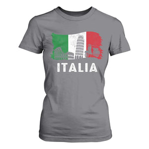 Italian Flag T Shirt For Women Distressed Style Pisa Tower Colosseum Classic Scooter TS10 Charcoal Print Your Wear
