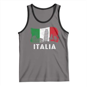 Italian Flag Tank Top Distressed Style Pisa Tower Colosseum Classic Scooter TS10 Deep Heather Black Print Your Wear