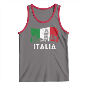 Italian Flag Tank Top Distressed Style Pisa Tower Colosseum Classic Scooter TS10 Deep Heather Red Print Your Wear