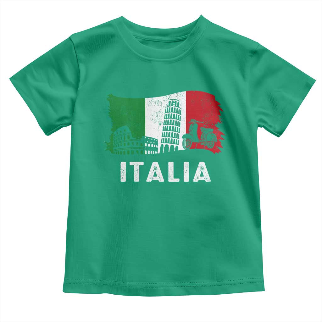 Italian Flag Toddler T Shirt Distressed Style Pisa Tower Colosseum Classic Scooter TS10 Irish Green Print Your Wear