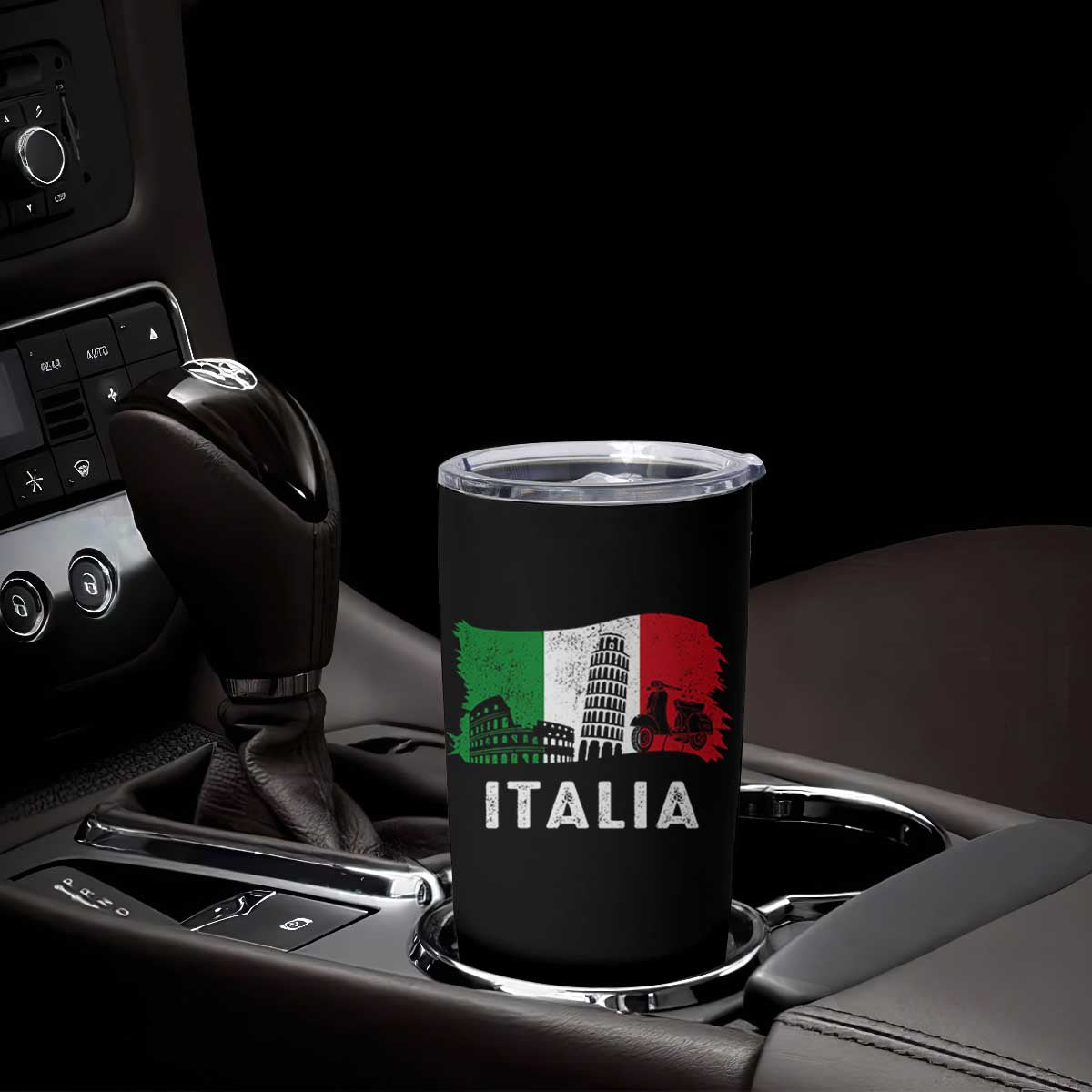 Italian Flag Tumbler Cup Distressed Style Pisa Tower Colosseum Classic Scooter TS10 Print Your Wear