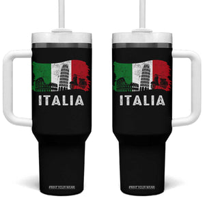 Italian Flag Tumbler With Handle Distressed Style Pisa Tower Colosseum Classic Scooter TS10 One Size: 40 oz Black Print Your Wear