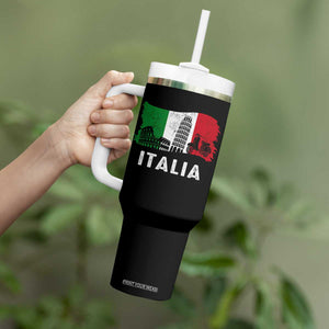 Italian Flag Tumbler With Handle Distressed Style Pisa Tower Colosseum Classic Scooter TS10 Print Your Wear