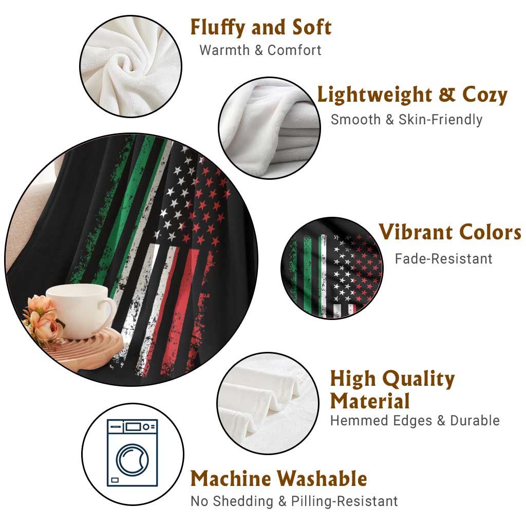 Italian American Flag Throw Blanket Retro Italian Family Italy Flag TS10 Print Your Wear