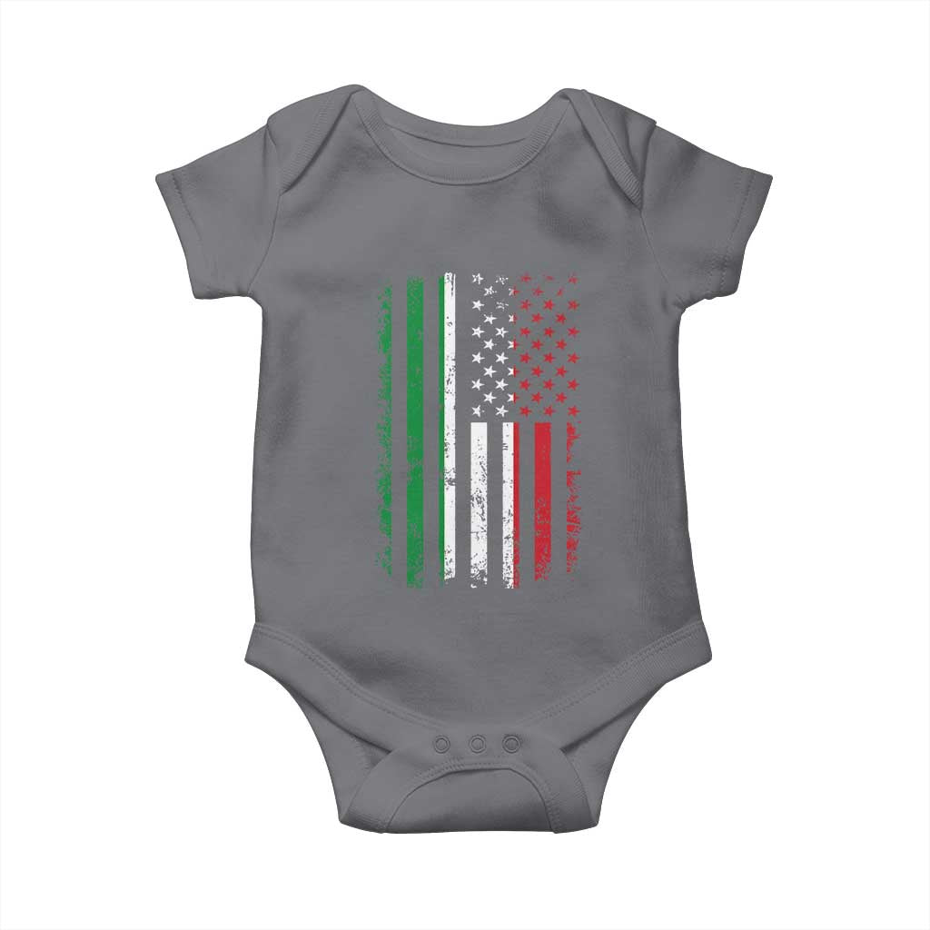 Italian American Flag Baby Onesie Retro Italian Family Italy Flag TS10 Charcoal Print Your Wear