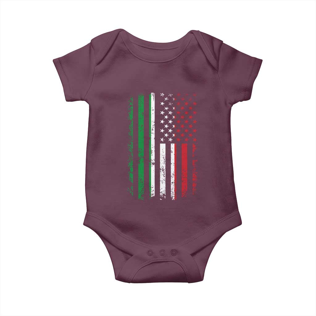 Italian American Flag Baby Onesie Retro Italian Family Italy Flag TS10 Maroon Print Your Wear