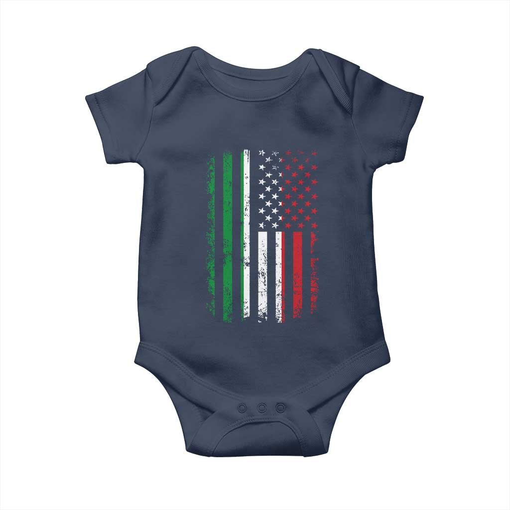 Italian American Flag Baby Onesie Retro Italian Family Italy Flag TS10 Navy Print Your Wear