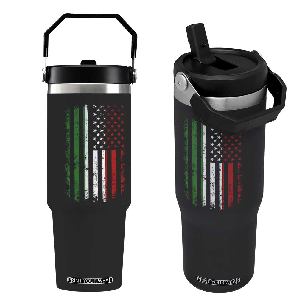 Italian American Flag Flip Straw Tumbler Retro Italian Family Italy Flag TS10 One Size: 30 oz Black Print Your Wear