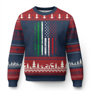 Italian American Flag Ugly Christmas Sweater Retro Italian Family Italy Flag TS10 Navy Red Print Your Wear