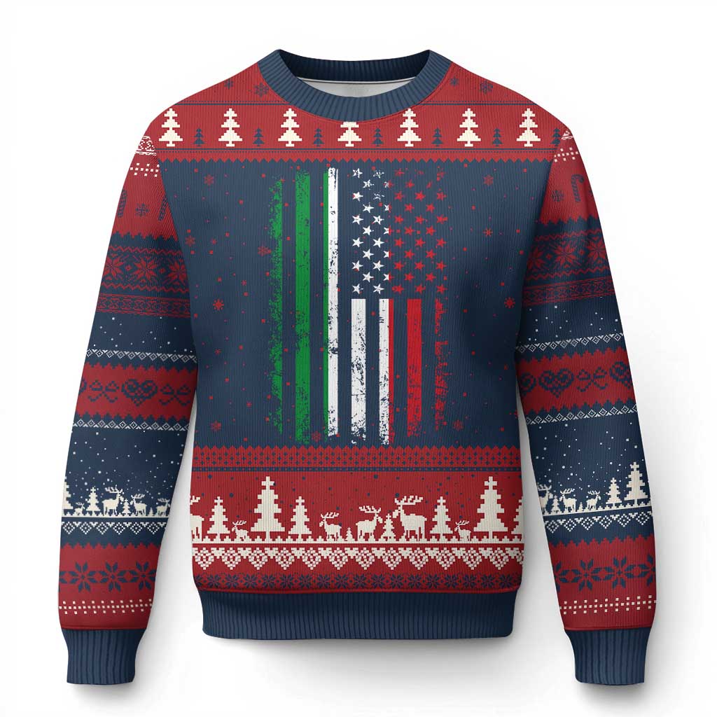 Italian American Flag Ugly Christmas Sweater Retro Italian Family Italy Flag TS10 Navy Red Print Your Wear