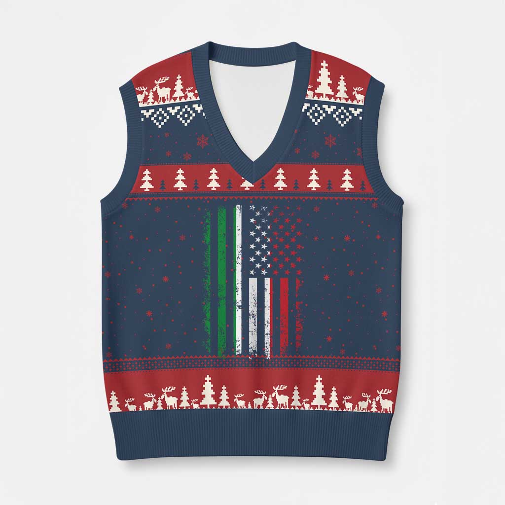 Italian American Flag V-Neck Knit Sweater Vest Retro Italian Family Italy Flag TS10 Navy Red Print Your Wear