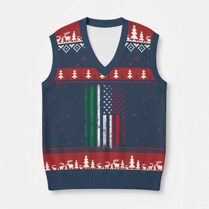 Italian American Flag V-Neck Knit Sweater Vest Retro Italian Family Italy Flag TS10 Navy Red Print Your Wear