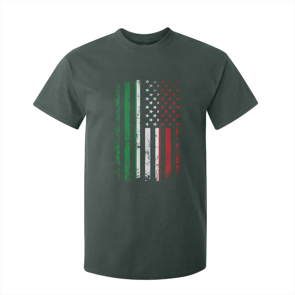Italian American Flag T Shirt For Kid Retro Italian Family Italy Flag TS10 Dark Forest Green Print Your Wear