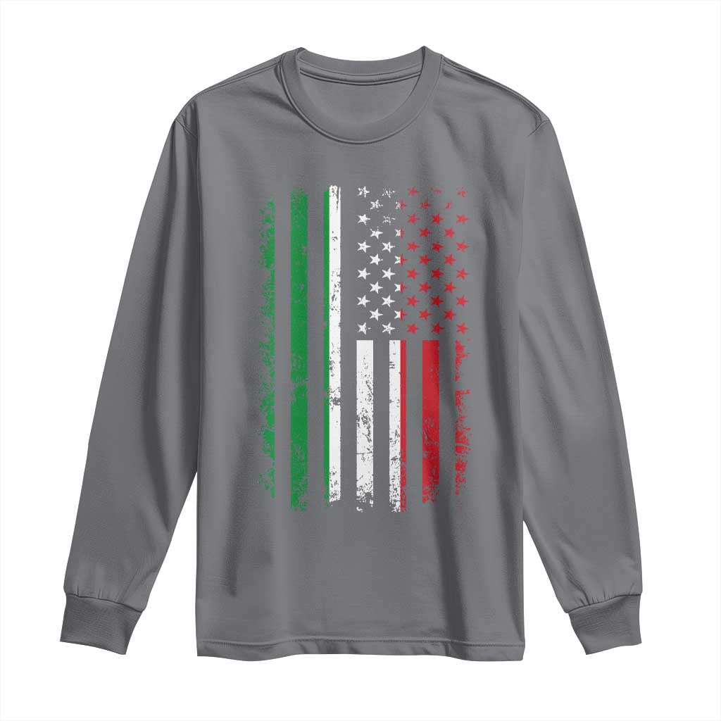 Italian American Flag Long Sleeve Shirt Retro Italian Family Italy Flag TS10 Charcoal Print Your Wear