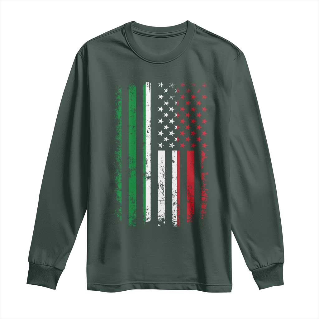 Italian American Flag Long Sleeve Shirt Retro Italian Family Italy Flag TS10 Dark Forest Green Print Your Wear